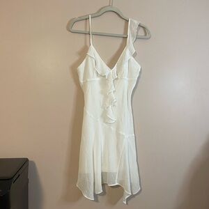 NIA white mini dress asymmetrical whimsical flirty NWT size large